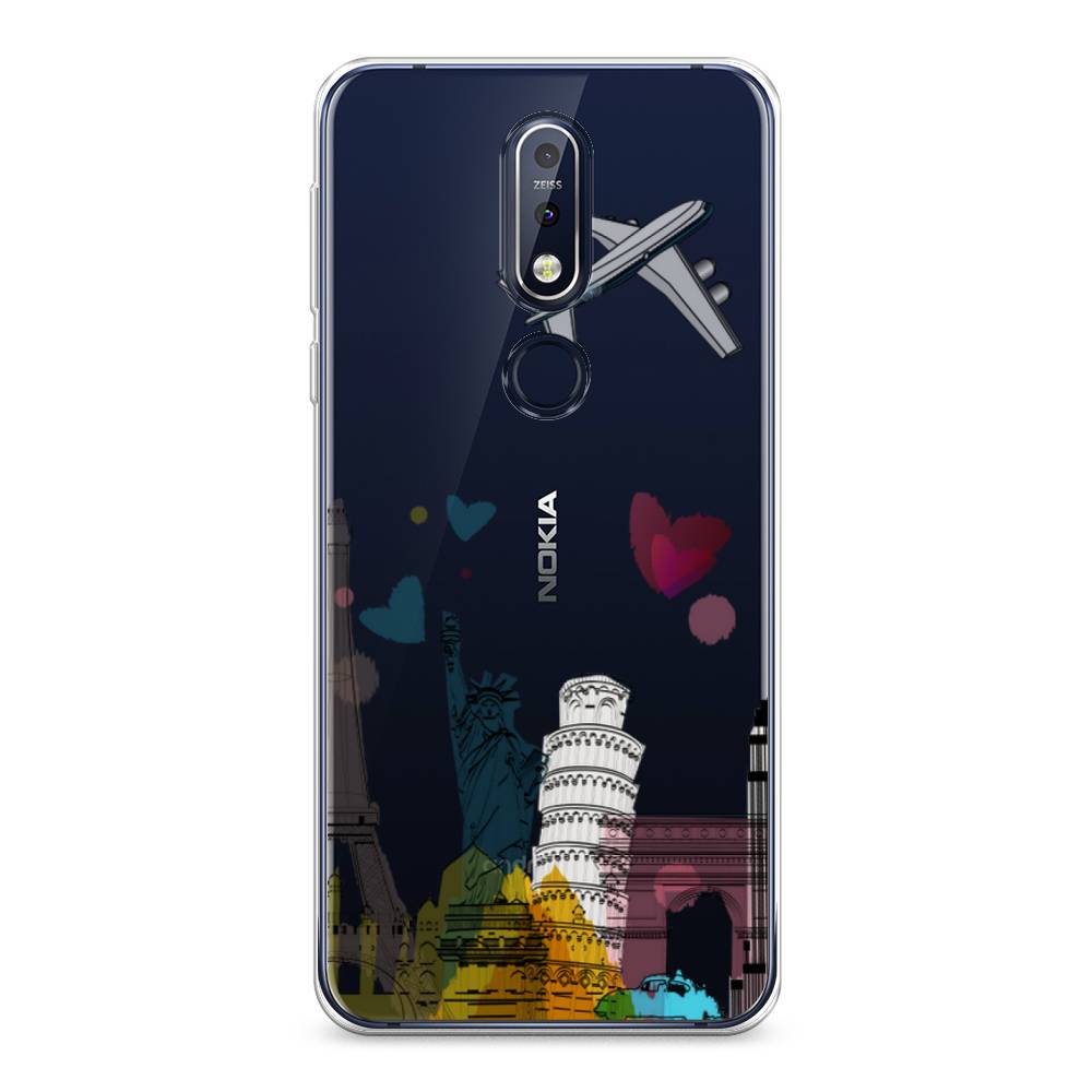 

Чехол Awog на Nokia 7.1 / Нокиа 7.1 "Самолет путешествий", Желтый, 122050-10
