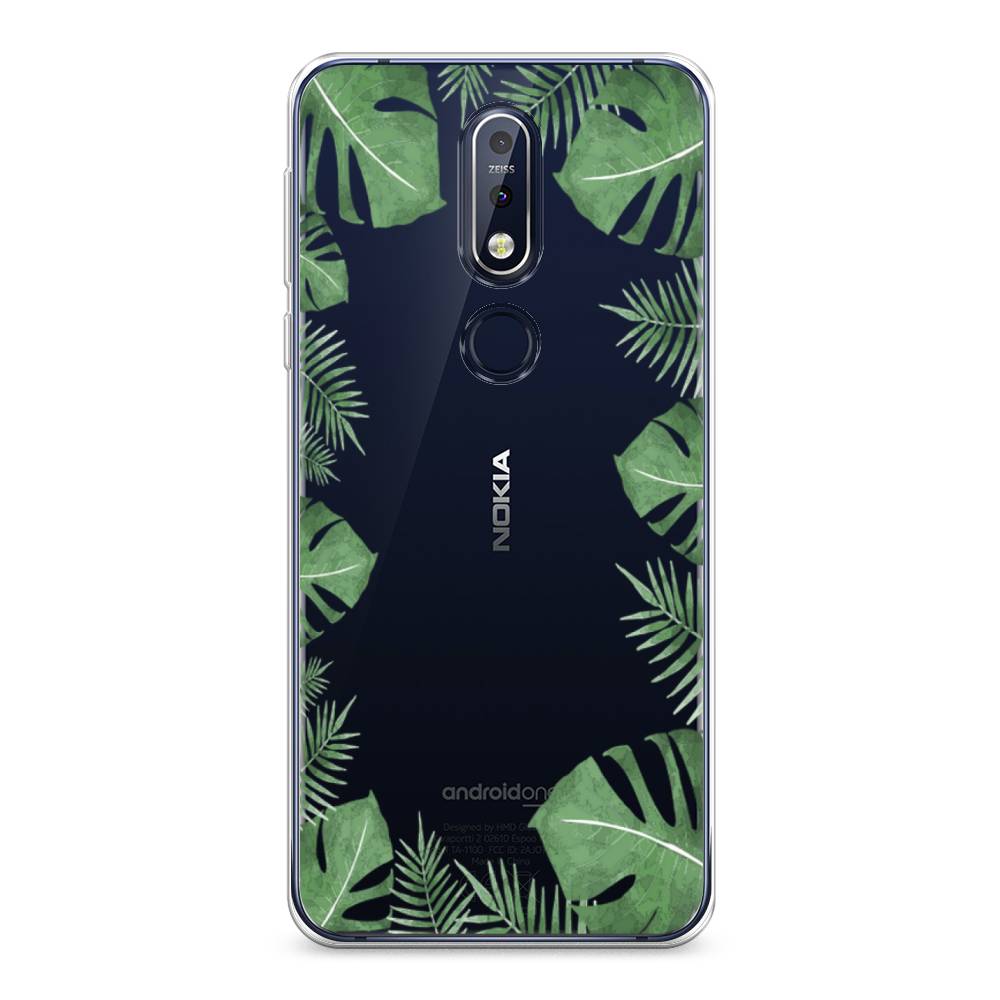 

Чехол Awog на Nokia 7.1 / Нокиа 7.1 "Листья папоротника рамка", Зеленый, 122050-8