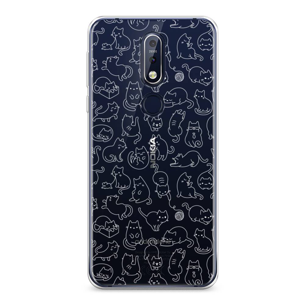 

Чехол Awog на Nokia 7.1 / Нокиа 7.1 "Шкодливые котики", Черный;белый;серый, 122050-2