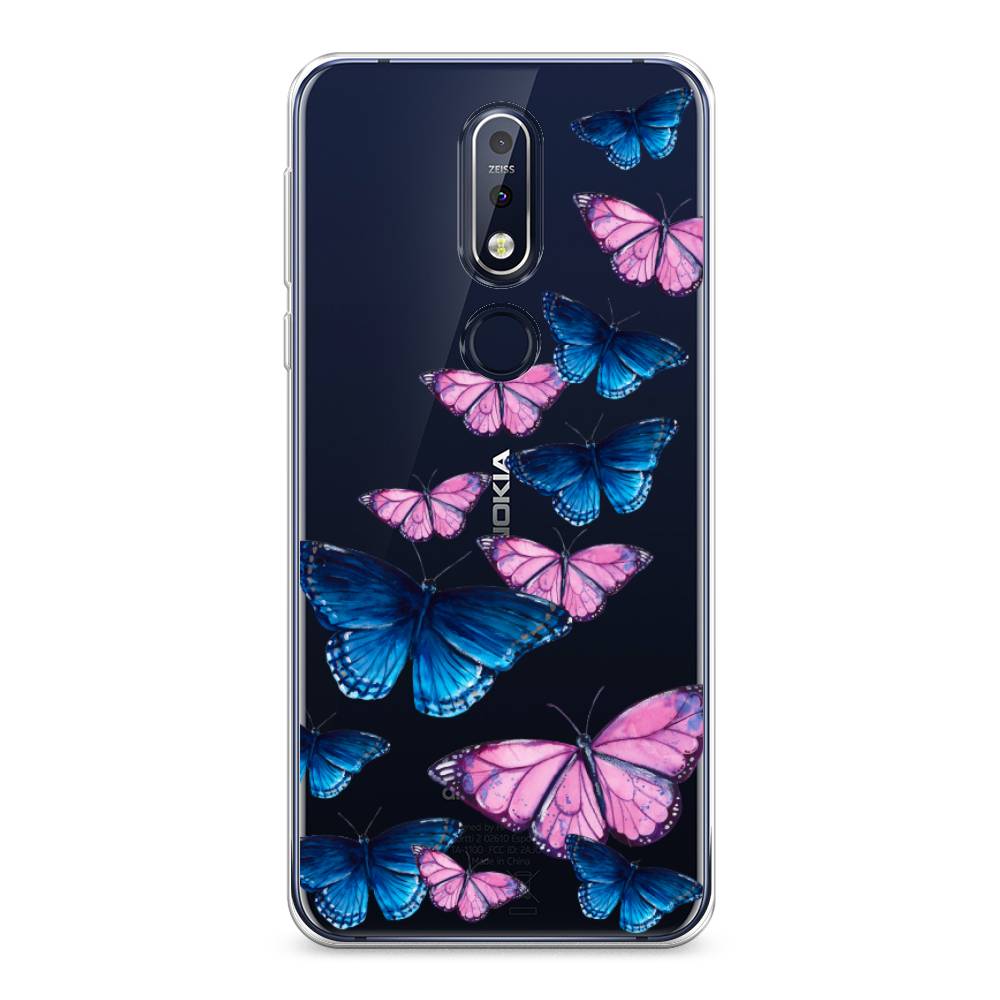 

Чехол Awog на Nokia 7.1 / Нокиа 7.1 "Полет бабочек", Синий;черный;розовый, 122050-2