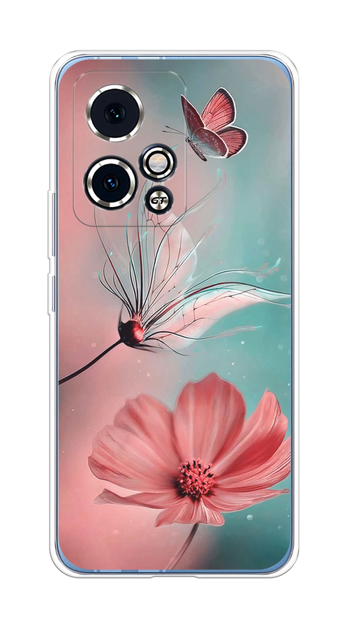 

Чехол на Honor 90 GT "Бабочка и цветок", Голубой;розовый, 6123450-1