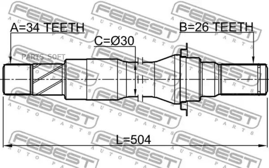 

FEBEST Полуось прав.34X504X26 CHEVROLET EPICA V250 2007-2015 FEBEST 1012-V250MTRH