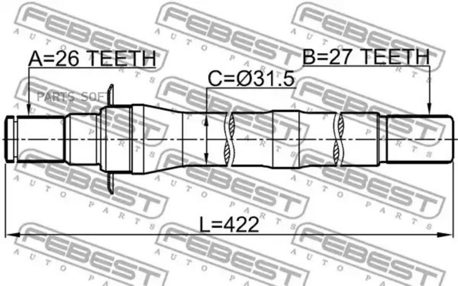 

FEBEST Полуось промежуточная HYUNDAI TUCSON 2004=> IX35 2010=> FEBEST 1212-IX35AT4WD