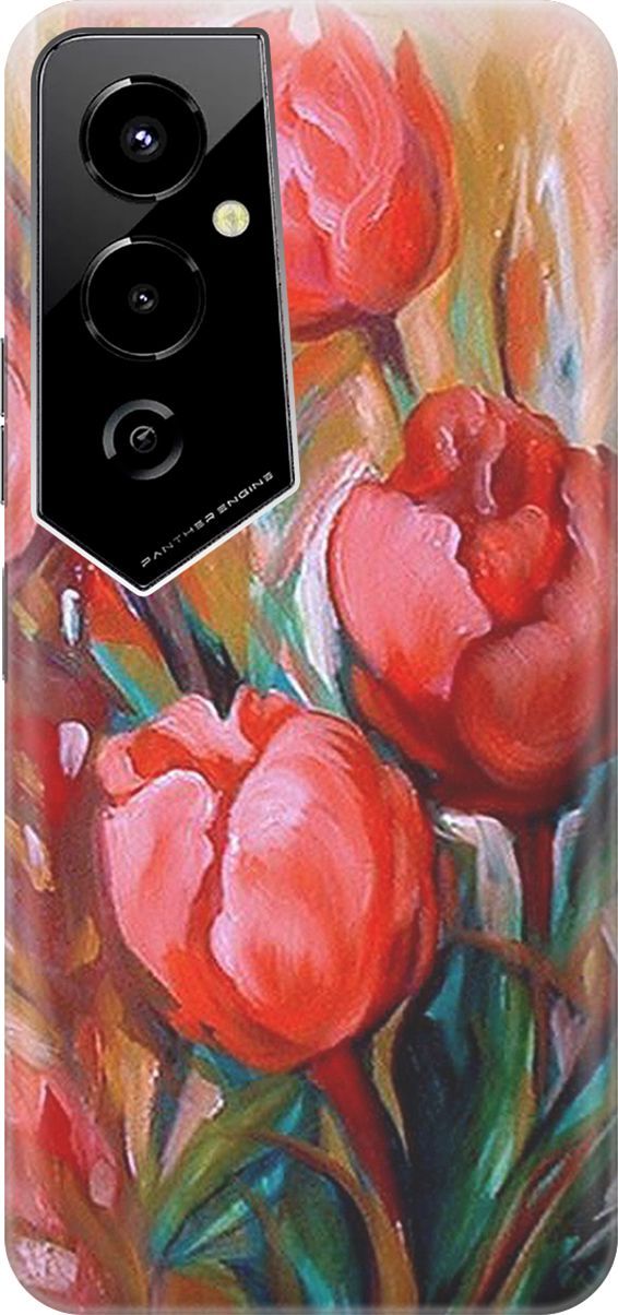 

Силиконовый чехол на Tecno Pova 4 Pro с принтом "Тюльпаны", Зеленый;красный, 158087