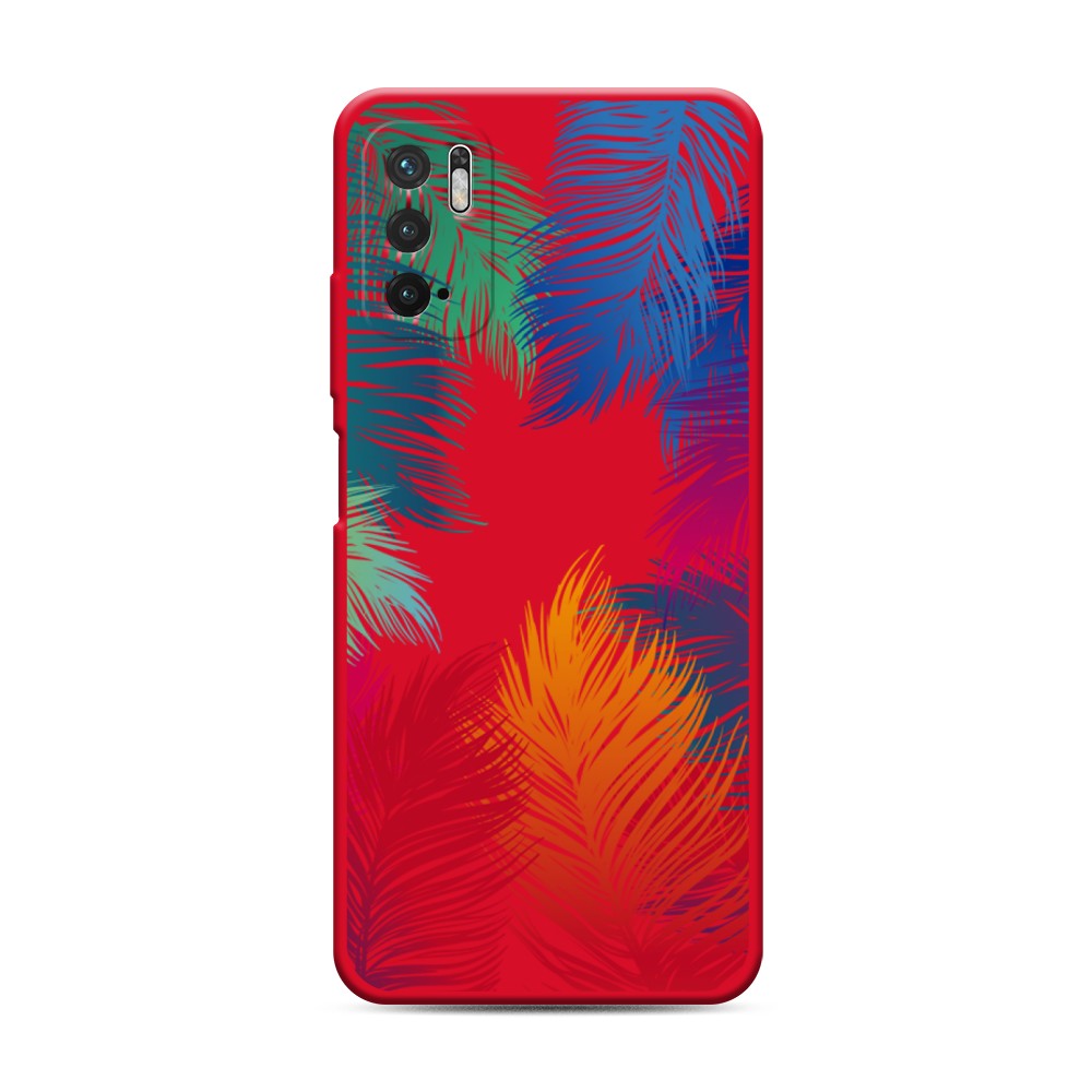 фото Матовый силиконовый чехол "рамка из перьев" на xiaomi redmi note 10t awog