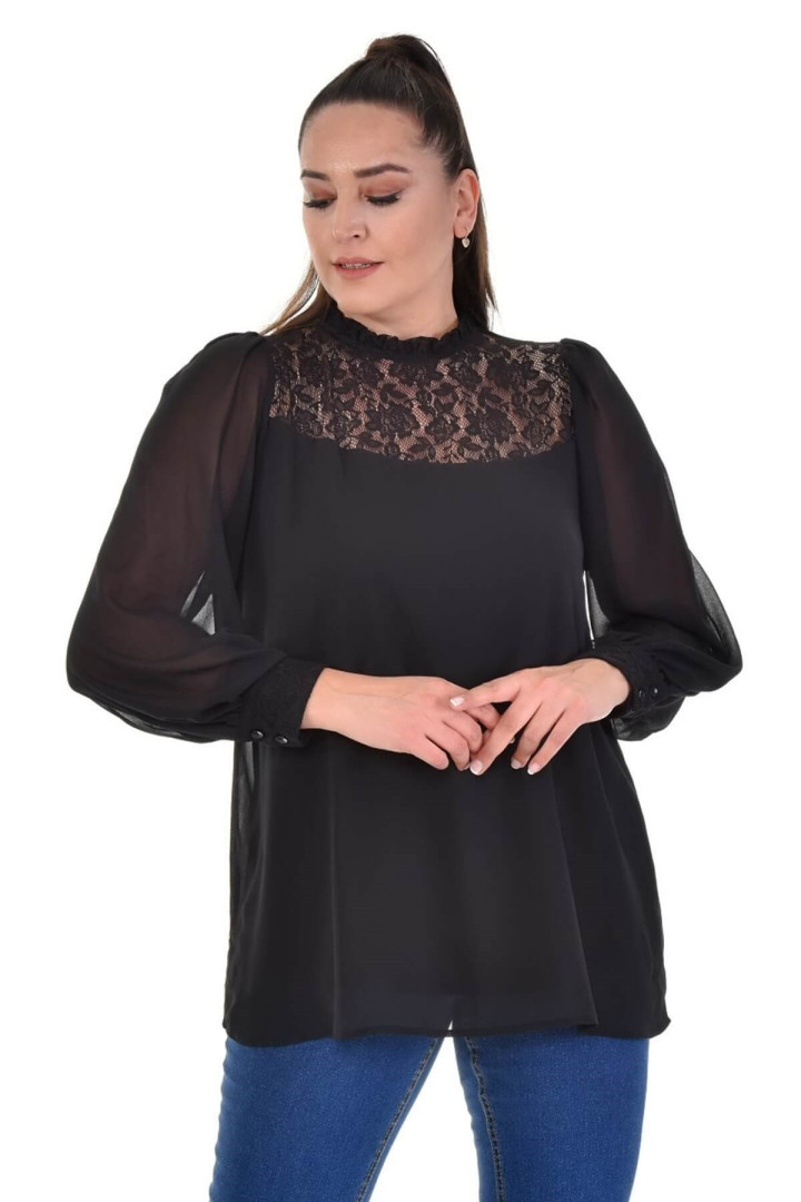 

Блуза женская My Line Moda 1449 черная 40 RU (товары доставляются из-за рубежа), Черный, 1449