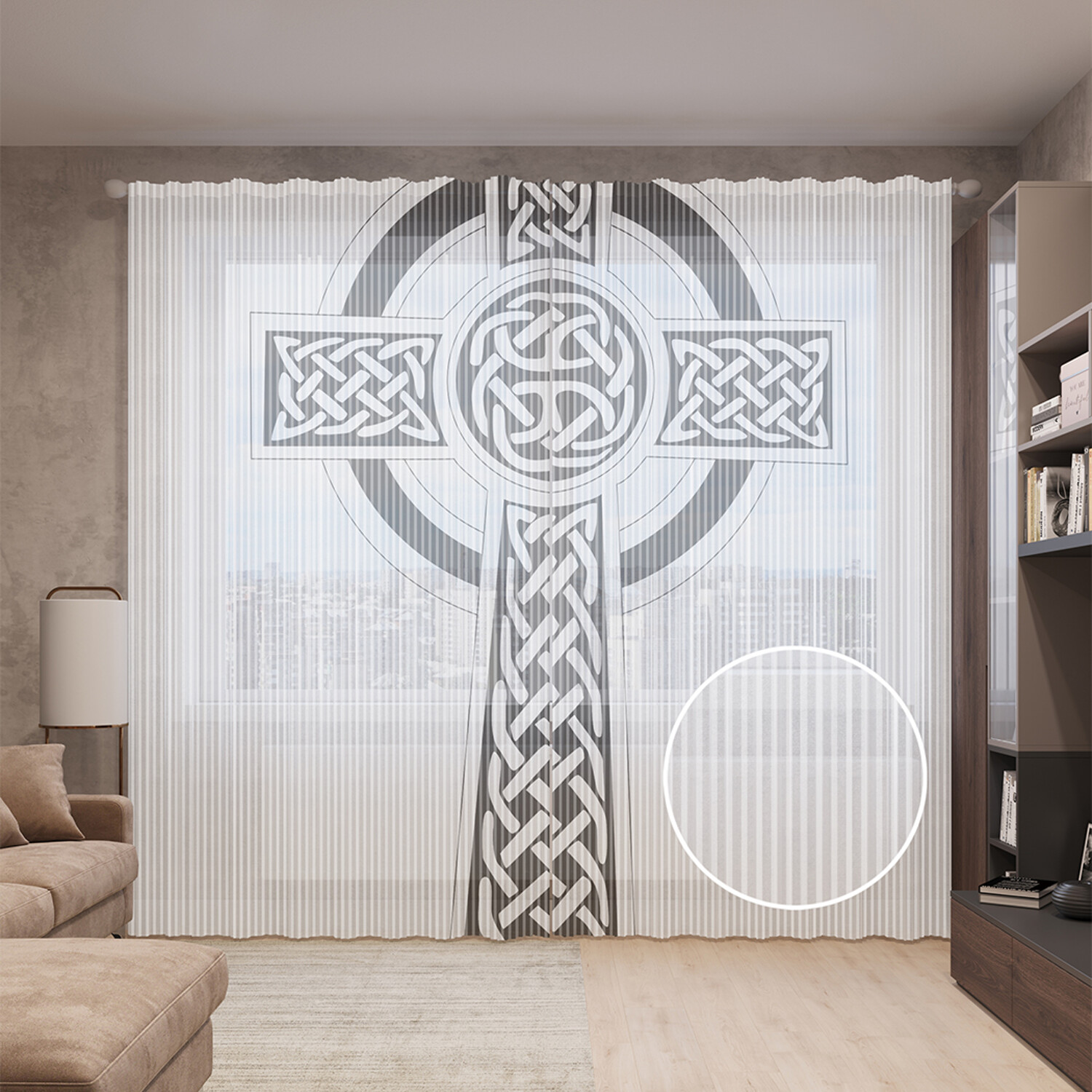 

Тюль вуаль на шторной ленте с принтом JoyArty "Ирландский крест", 310х265 см, Ирландский крест