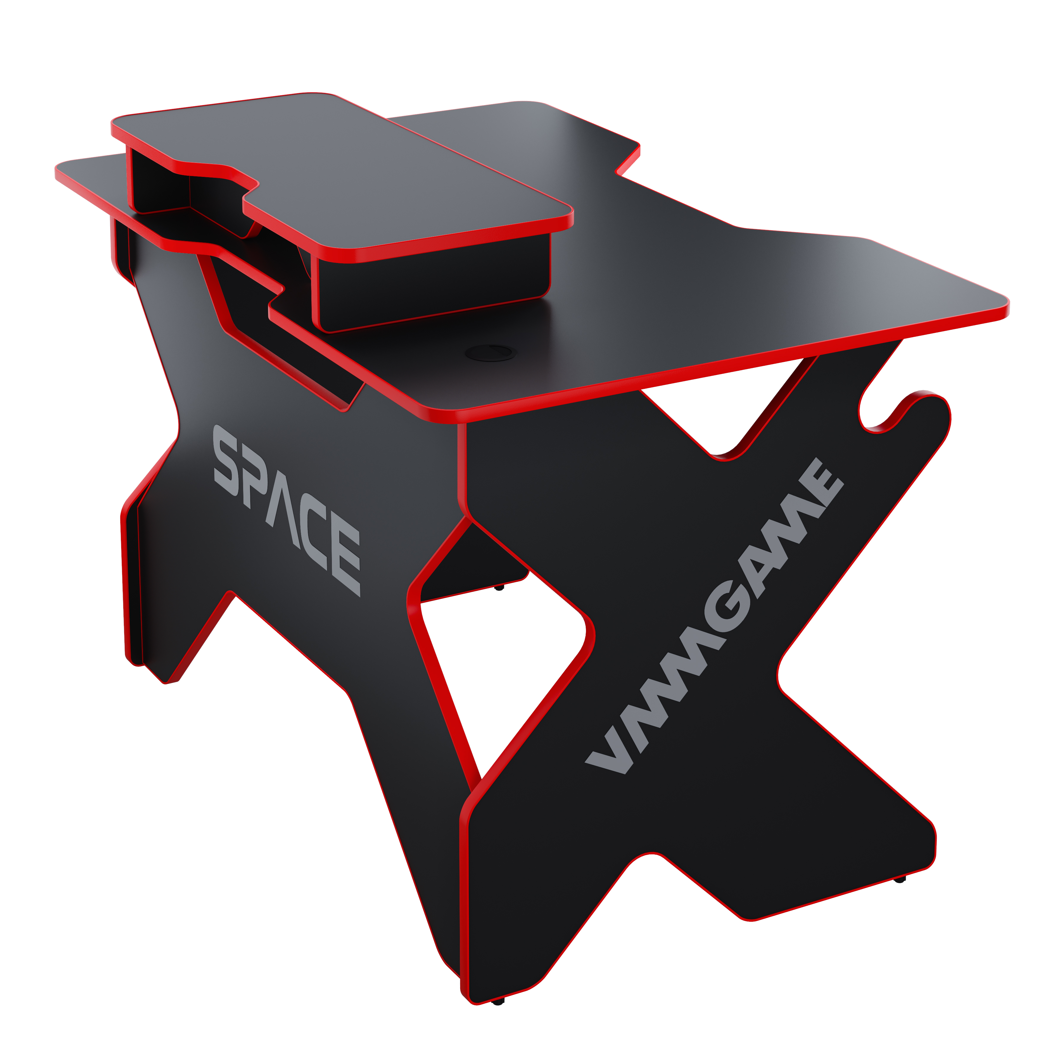 фото Игровой стол vmmgame space 120 dark красный с подставкой для монитора base