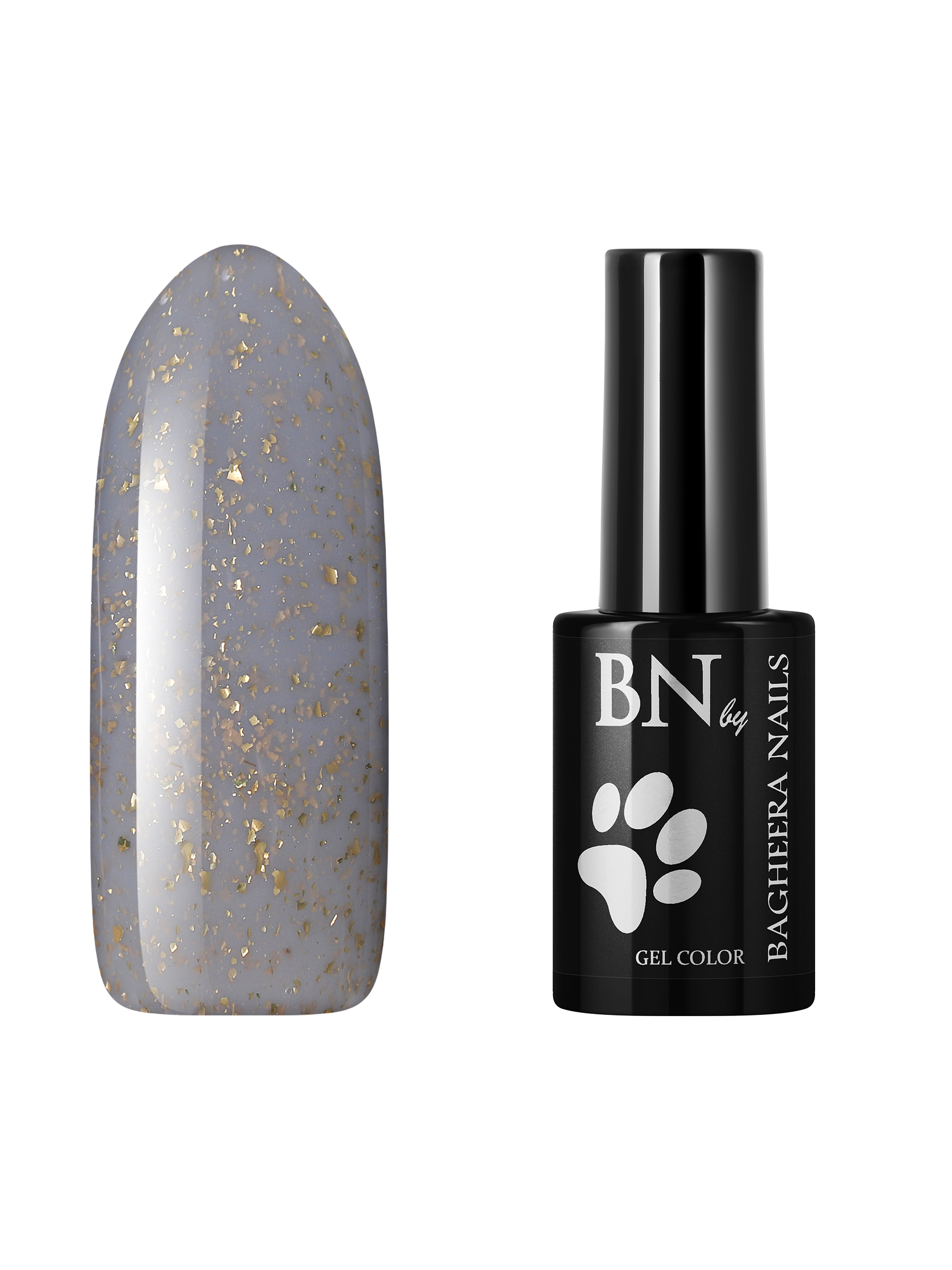 фото Гель лак для ногтей bagheera nails new vintage nvin-15 с блестками и поталью 10 мл