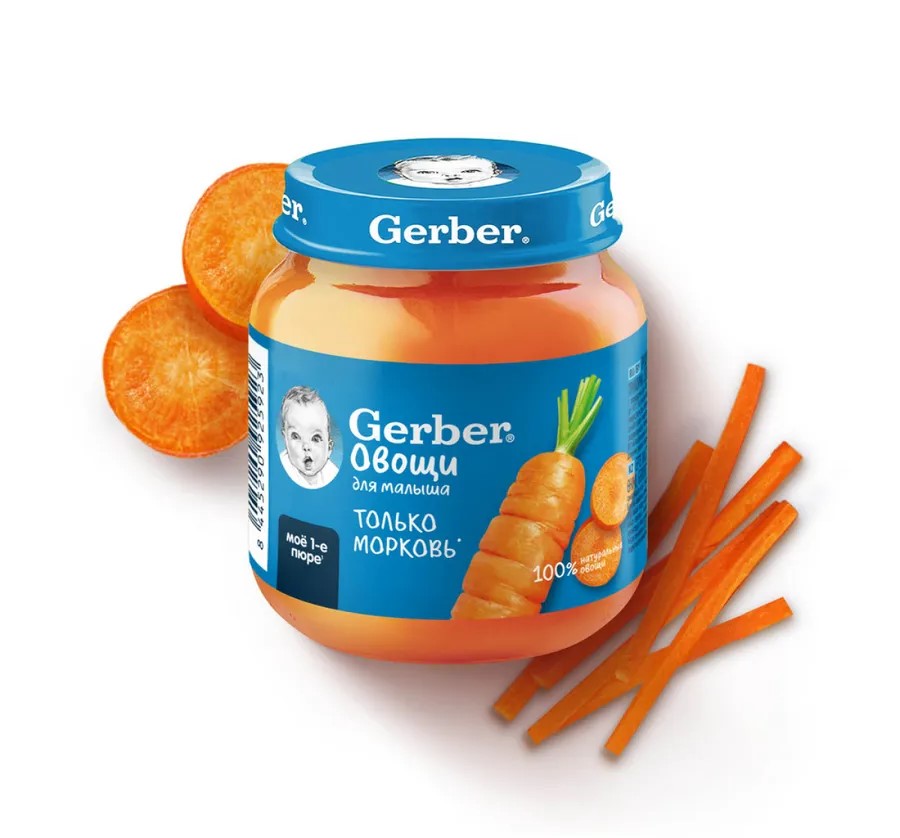 Пюре Gerber Морковь с 4 месяцев 125 г 170₽