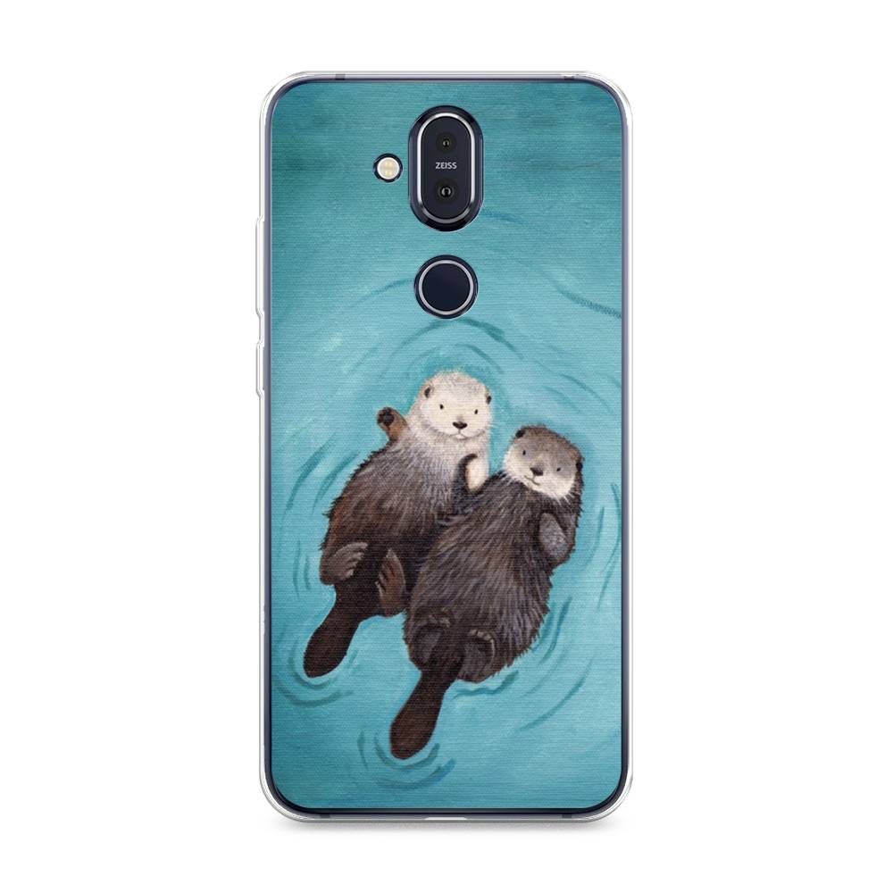 

Чехол Awog на Nokia 8.1 / Нокиа 8.1 "Парочка бобров", Голубой, 122250-10