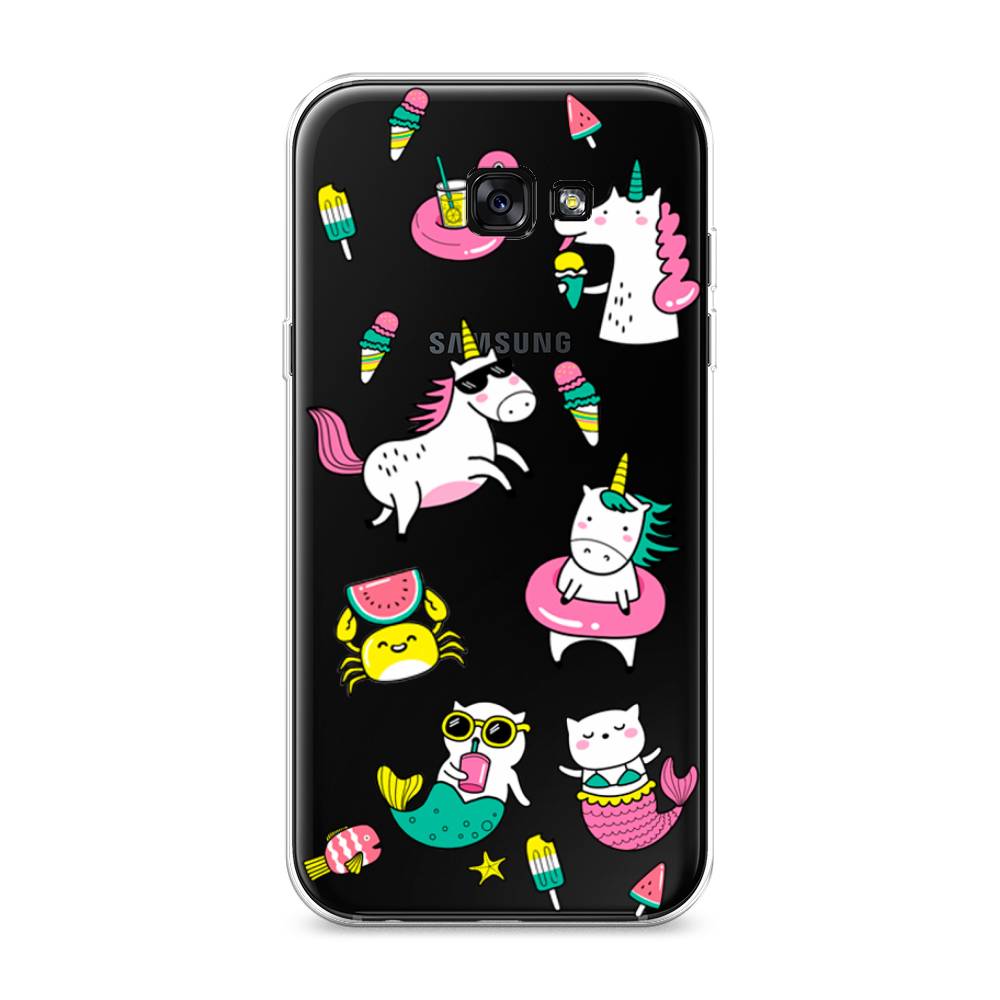 

Чехол Awog на Samsung Galaxy A7 2017 / Самсунг A7 2017 "На отдыхе", Белый;голубой;розовый, 20950-2