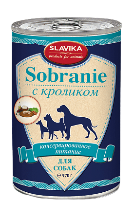 

Консервы для собак SLAVIKA SOBRANIE, с кроликом, 6ш по 970г