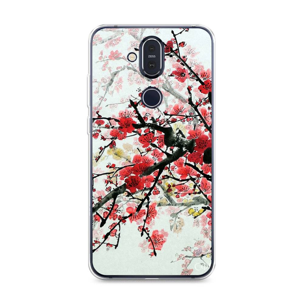 

Чехол Awog на Nokia 8.1 / Нокиа 8.1 "Сакура", Розовый;черный, 122250-4