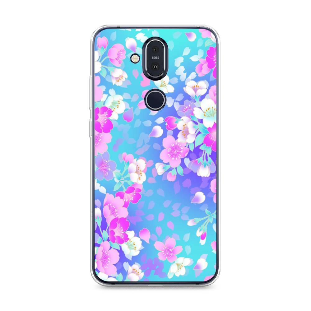 

Чехол Awog на Nokia 8.1 / Нокиа 8.1 "Яблоневые цветы", Голубой;розовый;белый, 122250-8