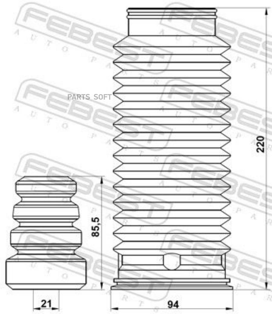 

FEBEST Пыльник переднего амортизатора с отбойником комплект FEBEST SZSHB-GVIIF-KIT