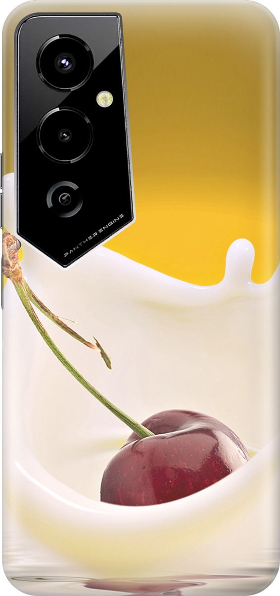 

Силиконовый чехол на Tecno Pova 4 Pro с принтом "Ягода в молоке", Белый;желтый, 158078