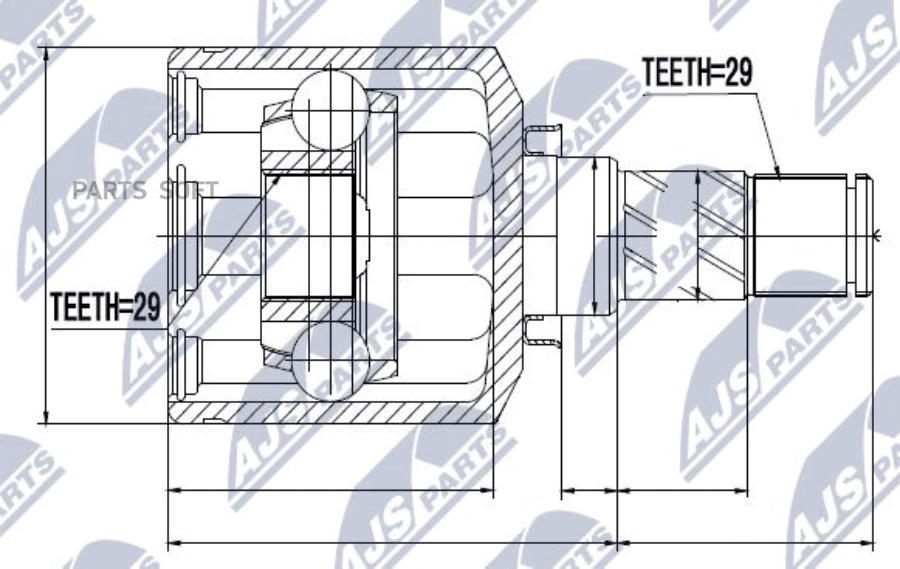 

NTY NPWNS044 NPW-NS-044 ШРУС внутренний левый Nissan Qashqai Renault Kole