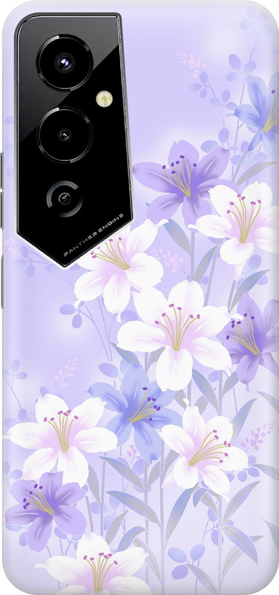 

Силиконовый чехол на Tecno Pova 4 Pro с принтом "Лилии на фиолетовом", Белый;фиолетовый, 158084
