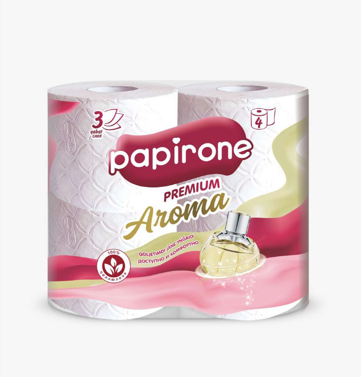 Туалетная бумага Papirone, трехслойная, 4 рулона туалетная бумага soffione premium toscana lavender трехслойная 4 рулона