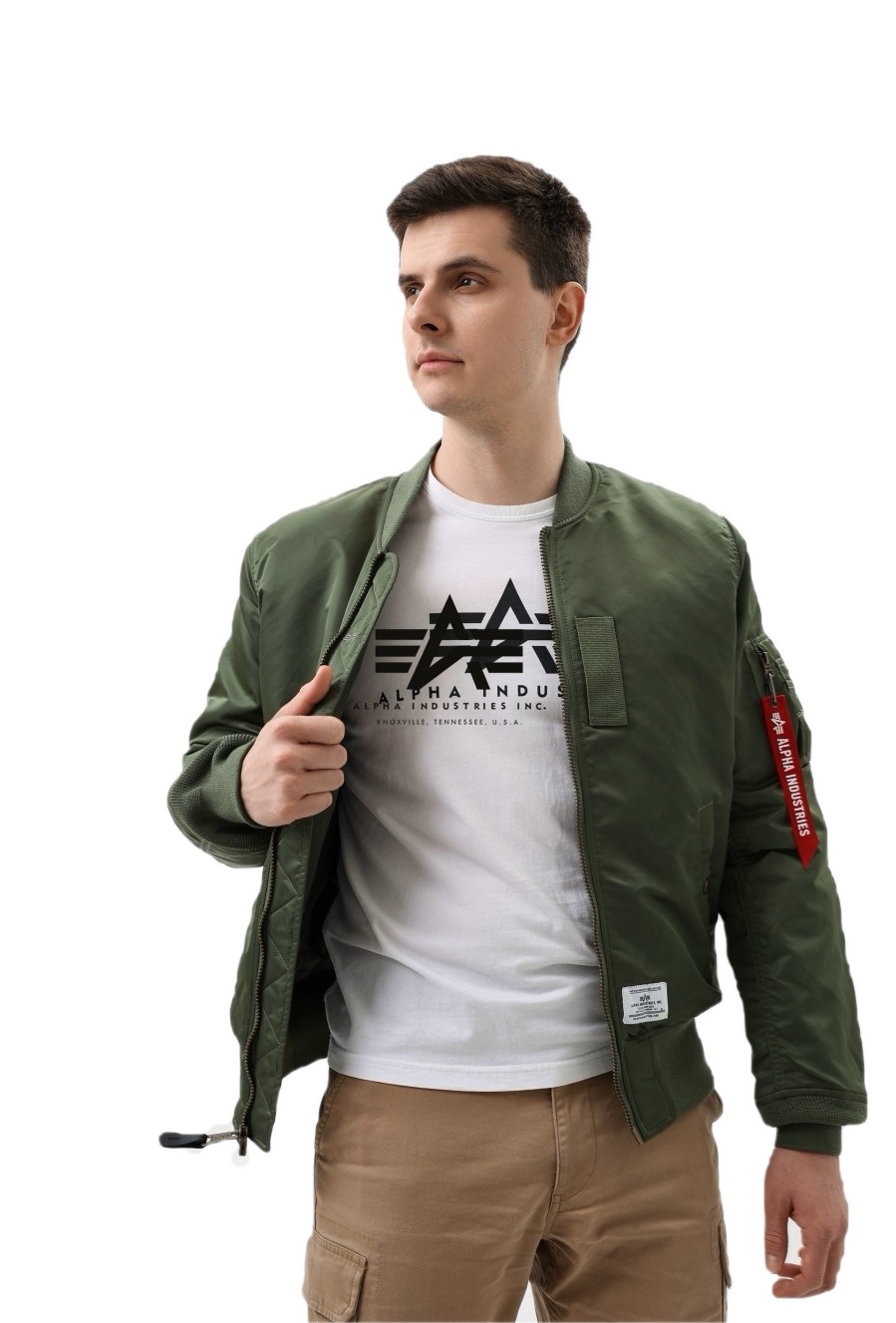 Бомбер мужской Alpha Industries MA-1 MOD зеленый M