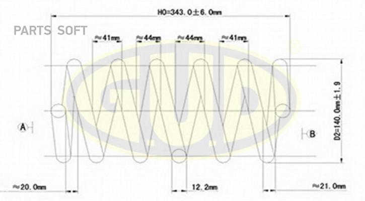 фото Gud gcs037210 пружина пер hyundai accent 1.3/1.5 99 () 1шт g.u.d.