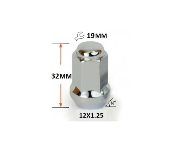 

Гайка Колёсная М12x1.25x32 Хром Конус, Ключ 19 Закрытая. Auto-Gur Agmgg10 Auto-GUR арт. AG