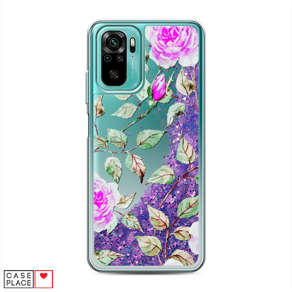

Жидкий чехол с блестками "Цветочная фантазия 7" на Xiaomi Redmi Note 10