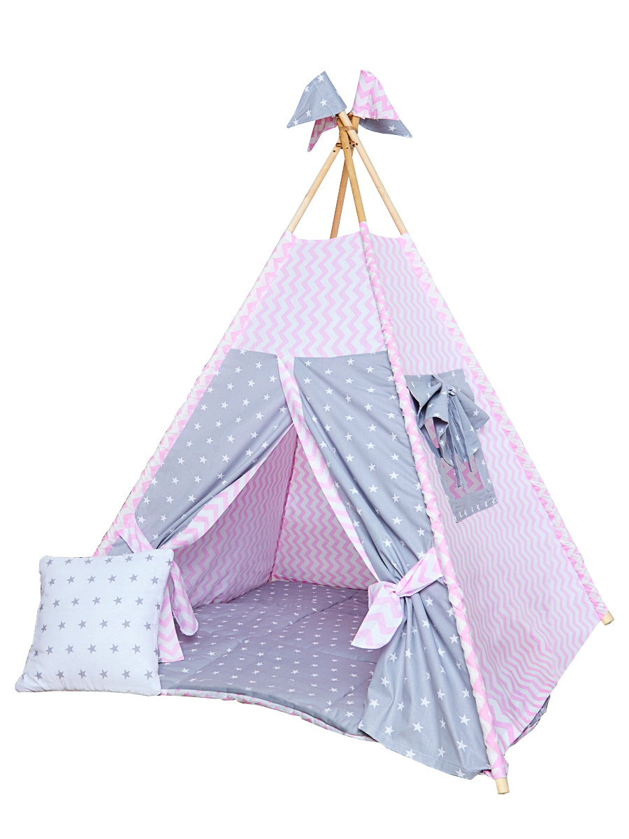 фото Игровая палатка вигвам вигвамдом розовый-серый (полный комплект) ут000007382 nobrand