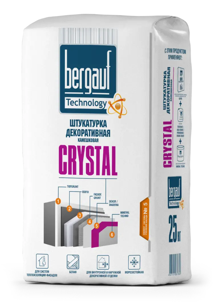 Штукатурка декоративная Bergauf Crystal камешки 2.5 мм 25 кг