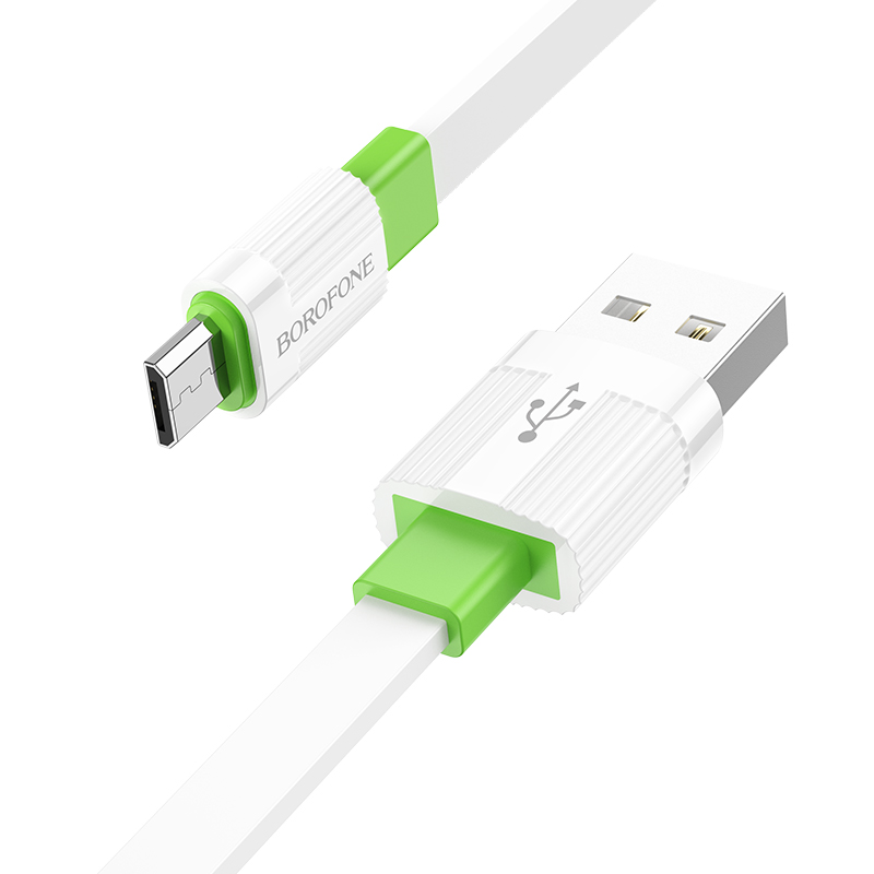 Дата-кабель USB 2.4A Borofone BX89 для Micro USB White Green