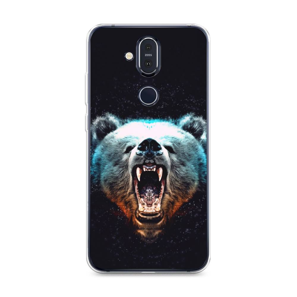 

Чехол Awog на Nokia 8.1 / Нокиа 8.1 "Медведь", Коричневый;голубой;черный, 122250-2