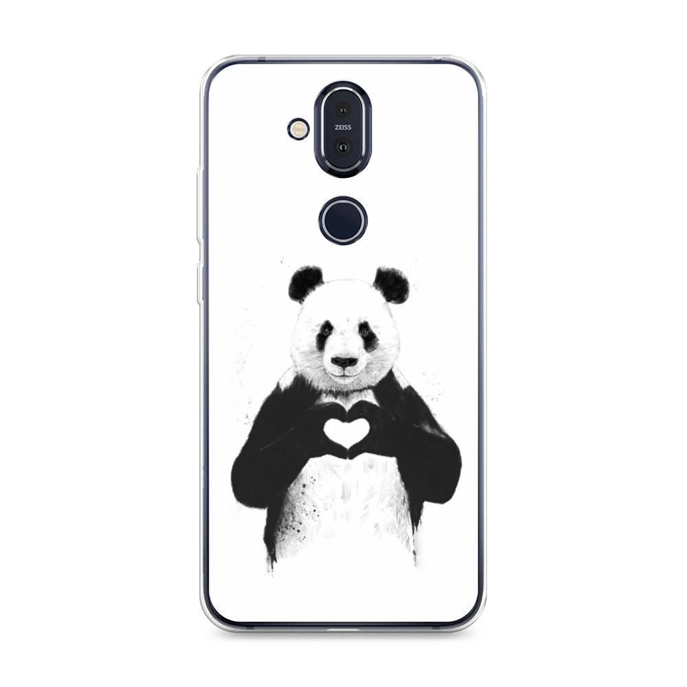 

Чехол Awog на Nokia 8.1 / Нокиа 8.1 "Панда love", Серебристый, 122250-10