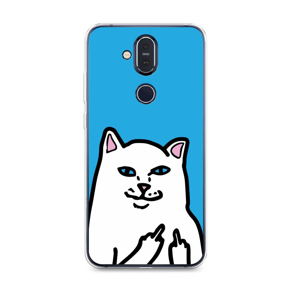

Чехол Awog на Nokia 8.1 / Нокиа 8.1 "Кот жесть", Белый;голубой;черный, 122250-9