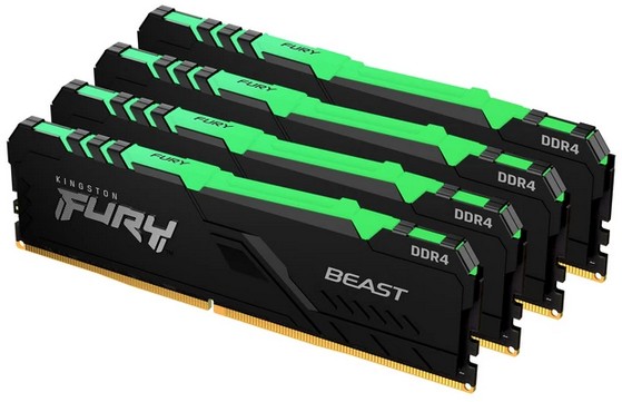 фото Оперативная память kingston fury beast rgb kf432c16bbak4/32, ddr4 4x8gb, 3200mhz