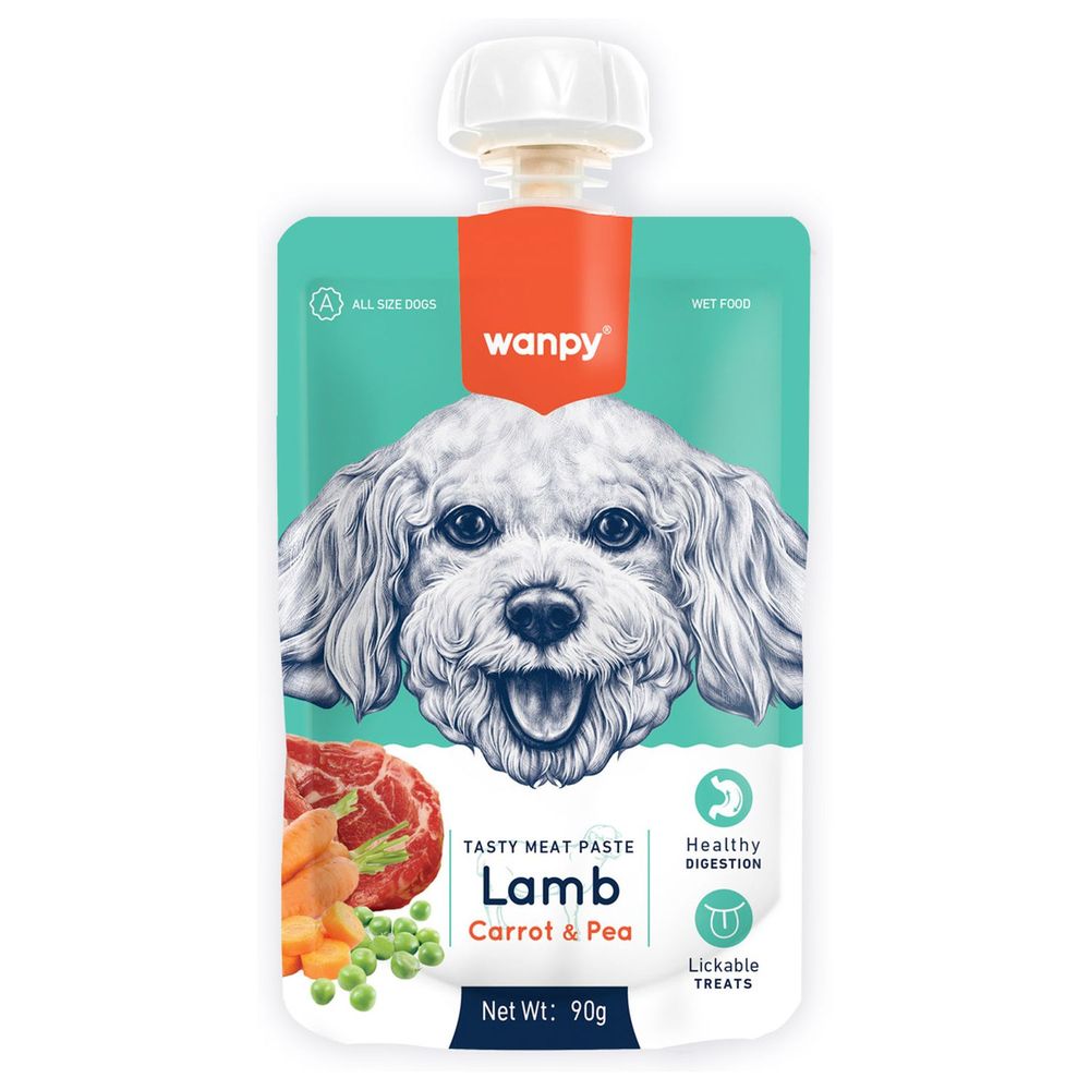 Лакомство Wanpy Dog Мясной мусс из ягненка и моркови с горохом для собак 90 г