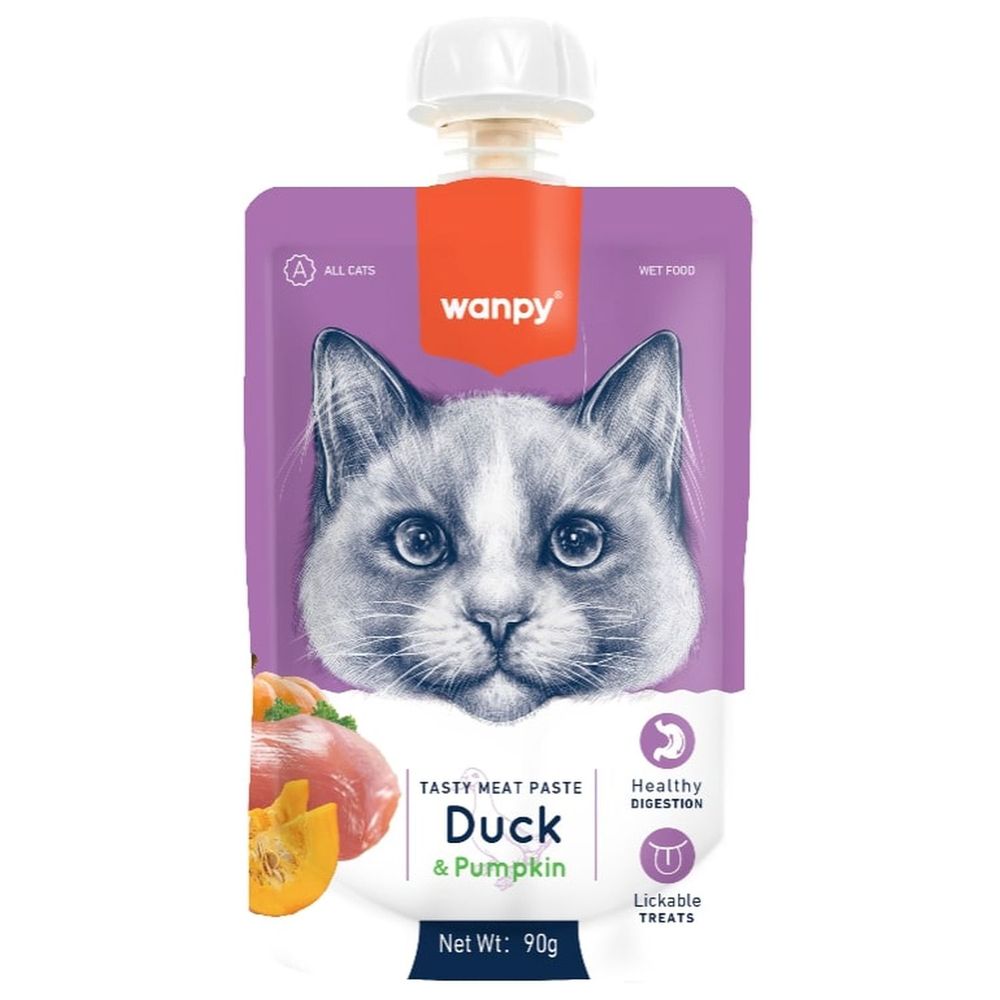 

Лакомство Wanpy Cat Мясной мусс из утки и тыквы для кошек 90 г