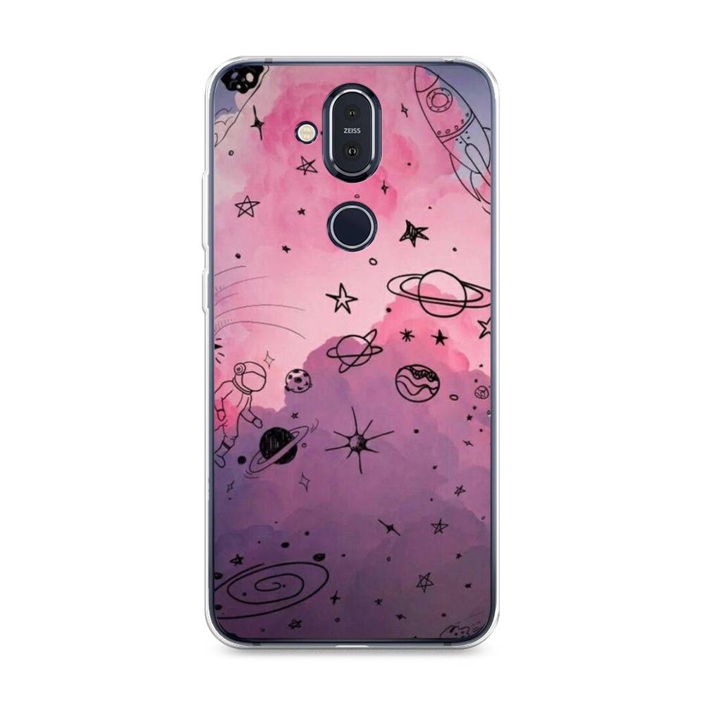 

Чехол Awog на Nokia 8.1 / Нокиа 8.1 "Радуга планет 3", Черный;розовый, 122250-4