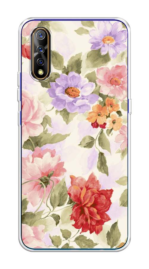 

Чехол на Vivo iQOO Neo/V17 Neo "Акварельные пионы", Розовый;бежевый, 262050-1