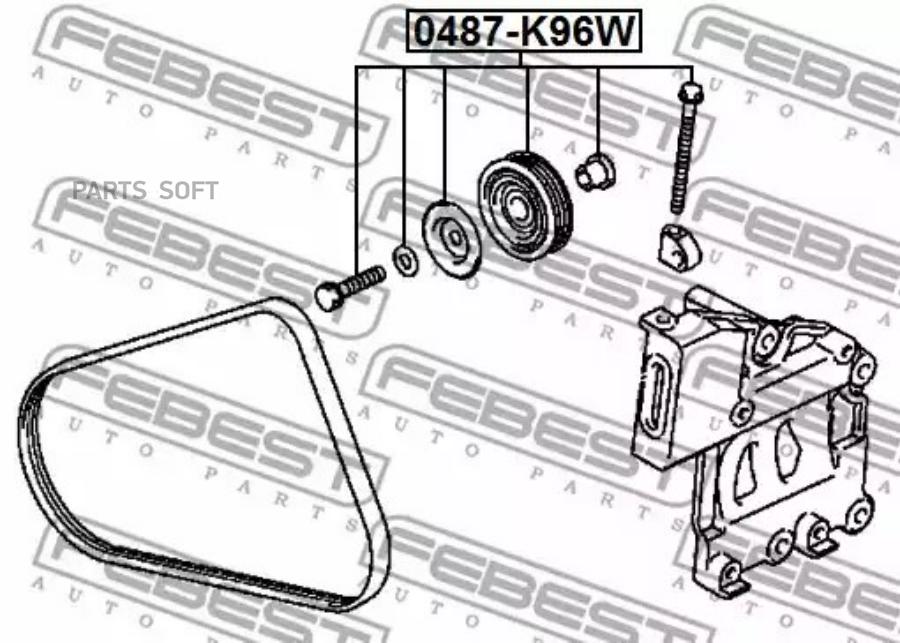 

FEBEST Ролик натяжной MITSUBISHI PAJERO IVMONTERO V87WV97W 2006- FEBEST 0487-K96W