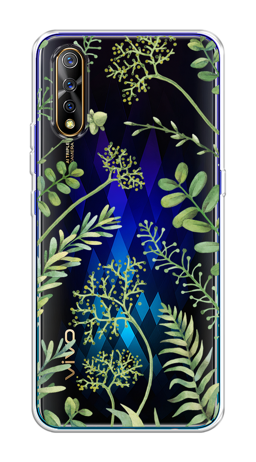 

Чехол на Vivo iQOO Neo/V17 Neo "Green Leaves", Зеленый;прозрачный, 262050-1
