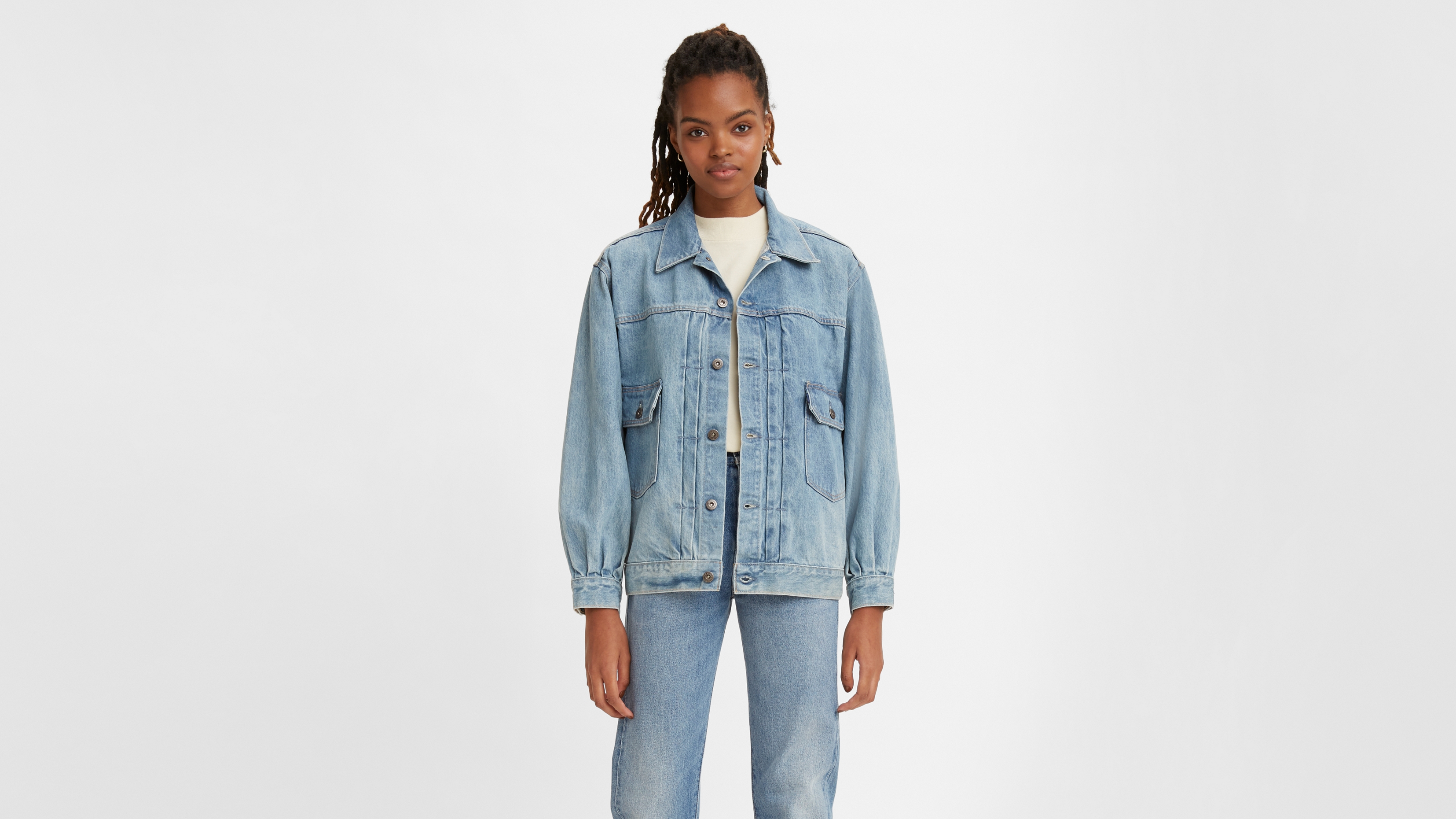 

Джинсовая куртка женская Levi's Women Tucked Type II Trucker Jacket голубая S, Women Tucked Type II Trucker Jacket