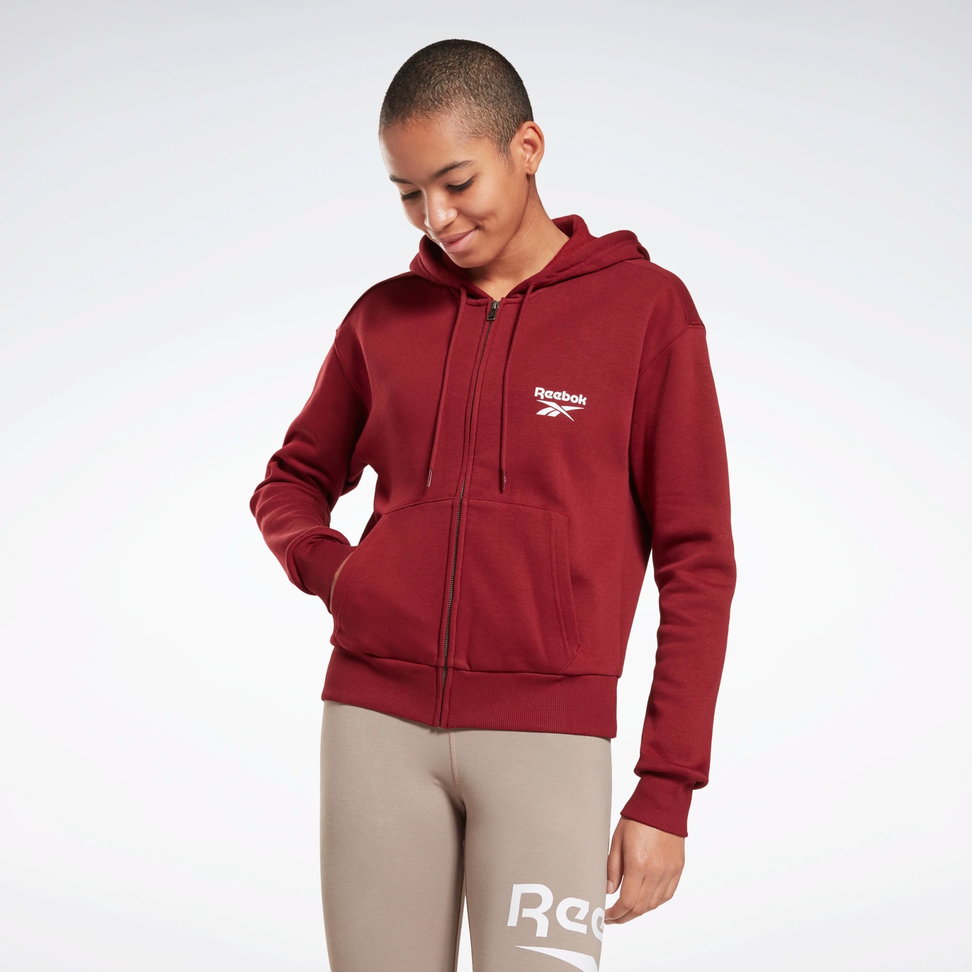 

Толстовка женская Reebok Identity Zip-Up Hoodie красная M, Красный, Identity Zip-Up Hoodie