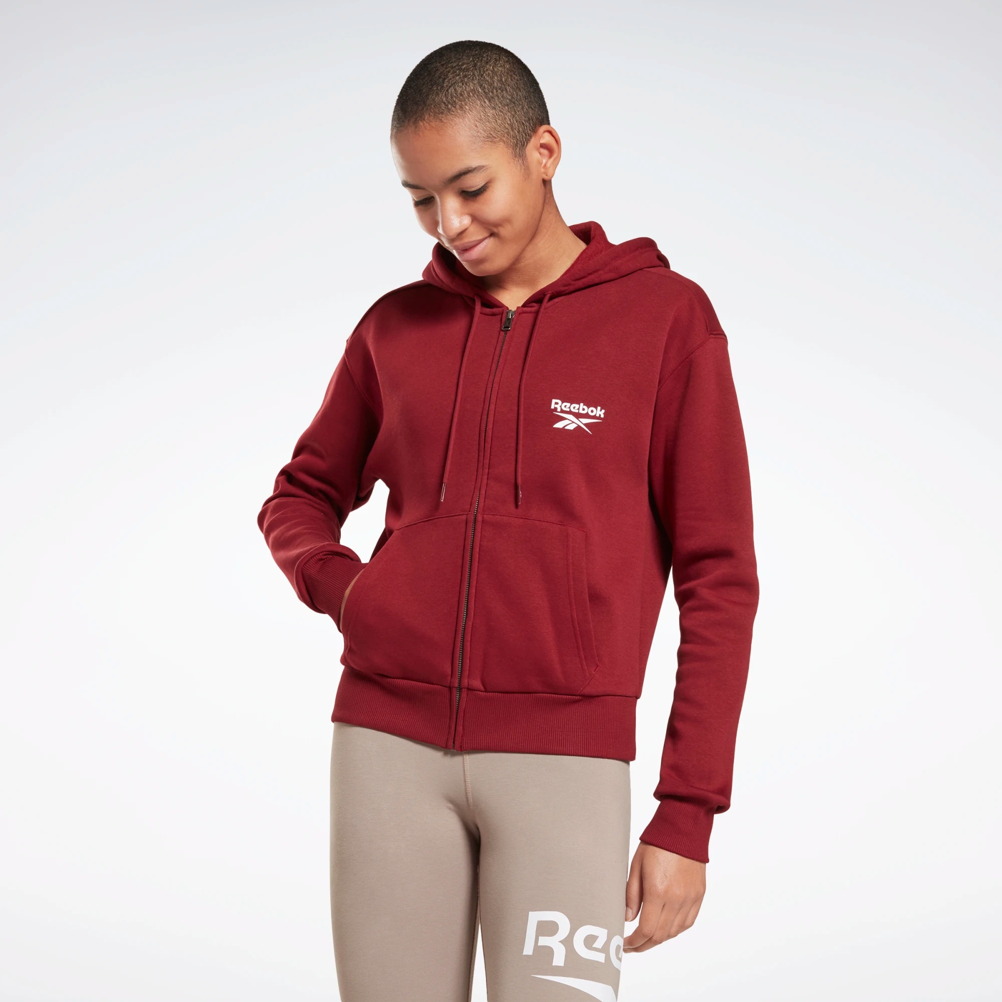 

Толстовка женская Reebok Identity Zip-Up Hoodie красная XL, Красный, Identity Zip-Up Hoodie