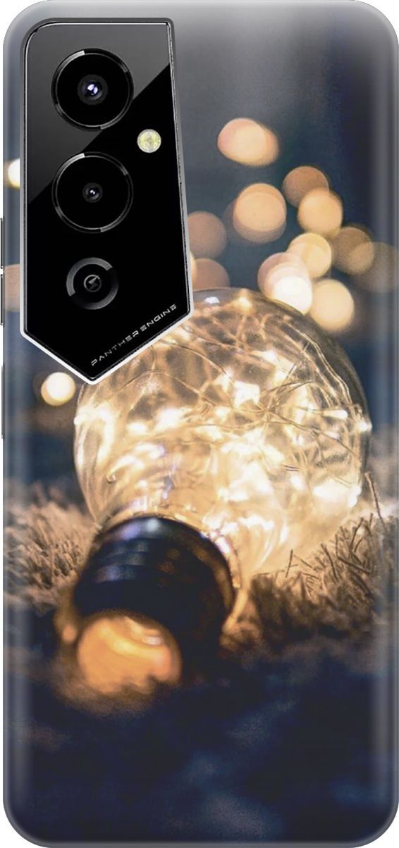 

Силиконовый чехол на Tecno Pova 4 Pro с принтом "Гирлянда в лампочке", Желтый;серый, 158088