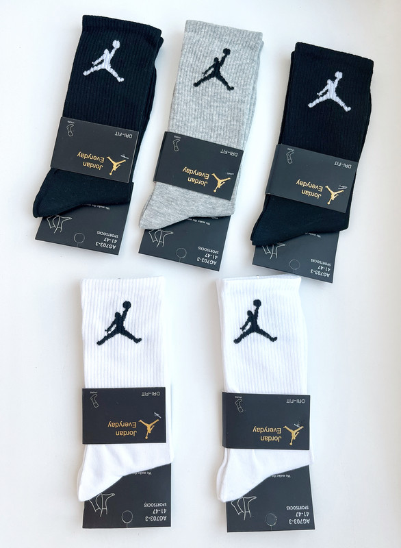 Комплект носков мужских Jordan AD черных; серых; белых 41-47, 5 пар