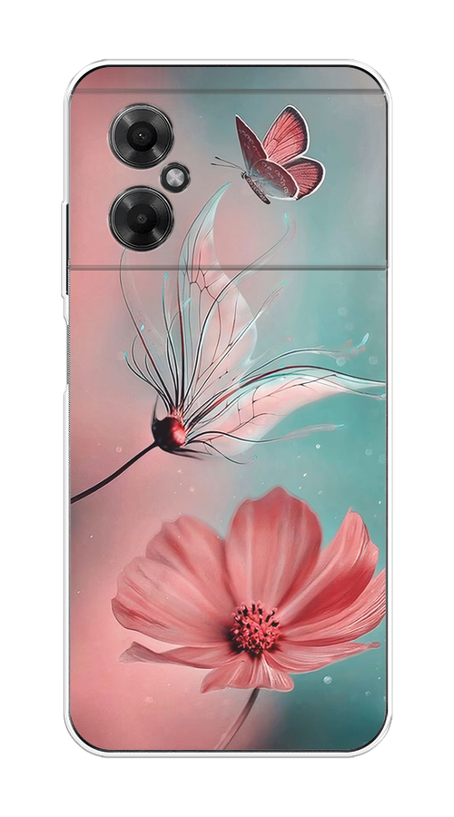 

Чехол на Xiaomi Poco M4 5G "Бабочка и цветок", Голубой;розовый, 316550-1
