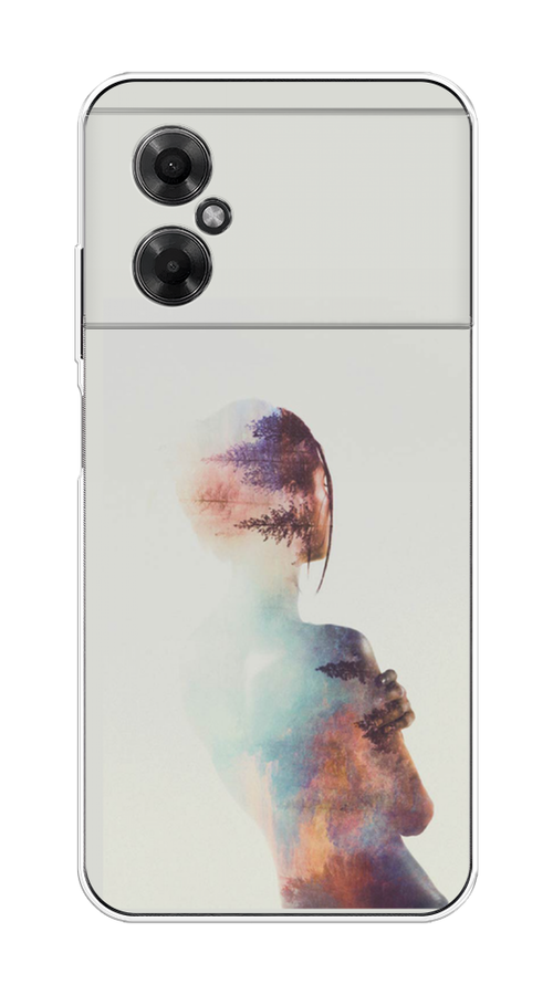 

Чехол на Xiaomi Poco M4 5G "Девушка-лес", Розовый;голубой;серый, 316550-1