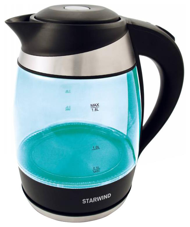Чайник электрический STARWIND SKG2219 1.8 л черный, зеленый соковыжималка центробежная starwind sj2216 500 вт белый зеленый