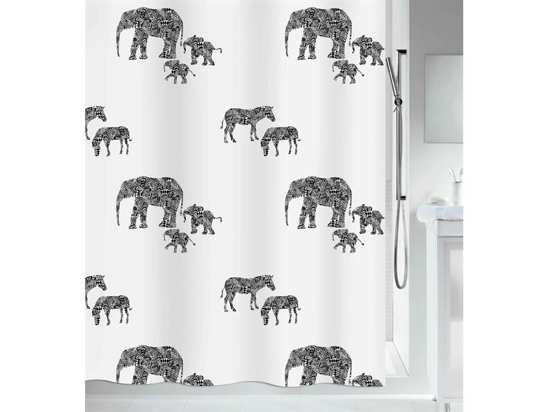 фото Штора декоративная для ванной комнаты spirella serengeti black tex 180x200